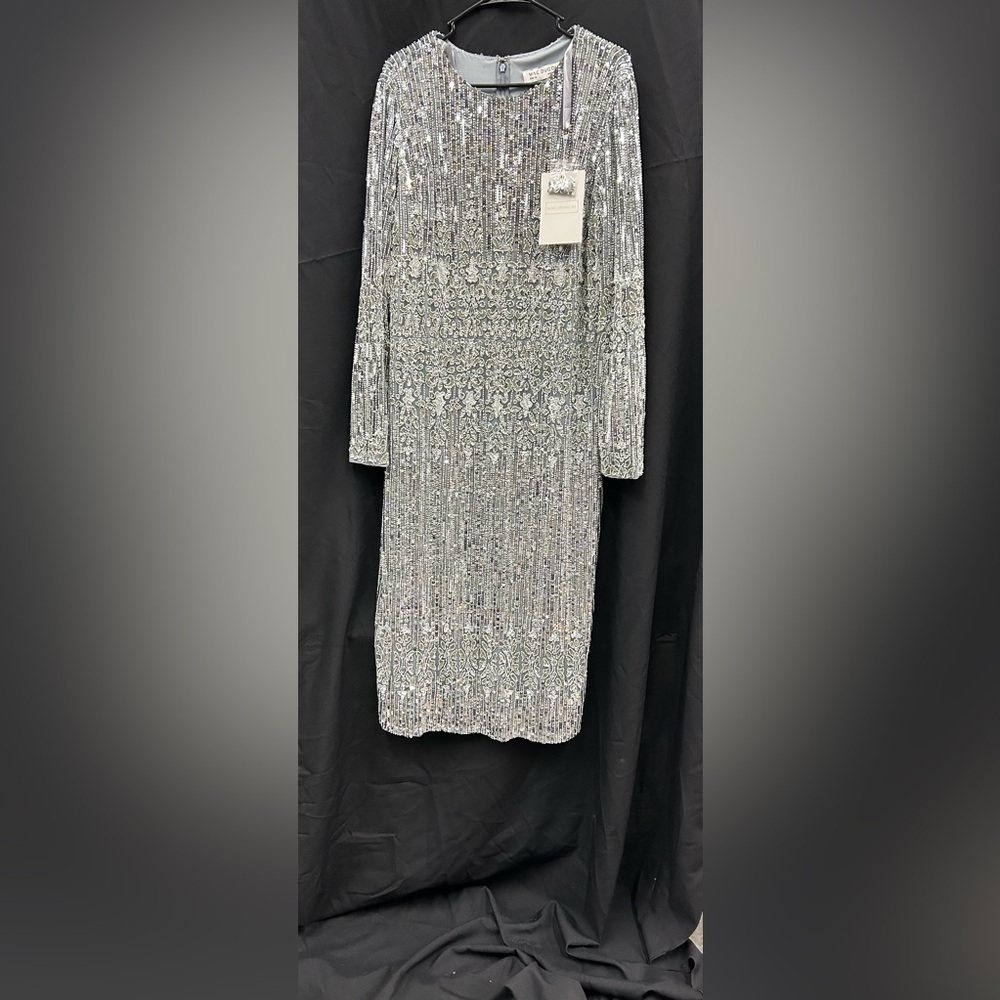 Mac Duggal 5576 NWT Jewel Neckline Long Sleeve Dress - Picture 4 of 8